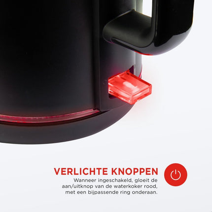 Bourgini Glazen Waterkoker 1.5L Zwart/Transparant