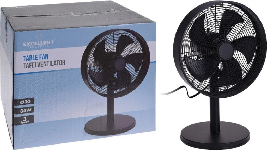 Excellent Electrics Tafelventilator 3 Snelheden 40 W 35x27x57 cm Zwart