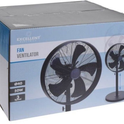 Excellent Electrics Staande Ventilator 50W &Oslash;40 cm Zwart
