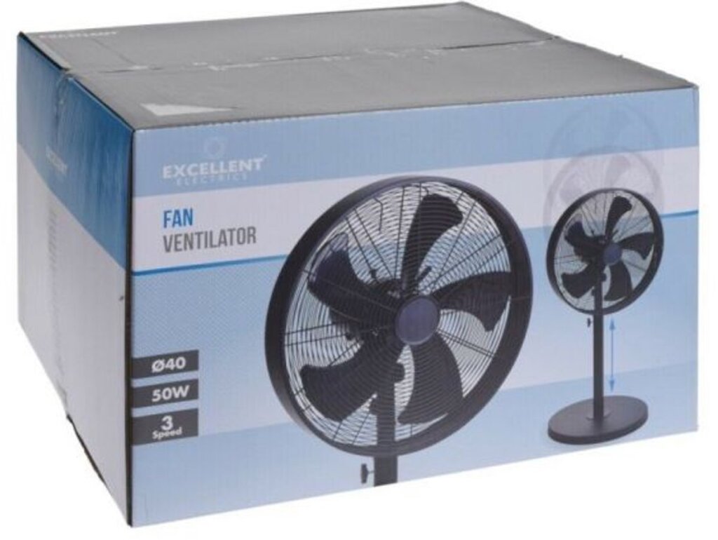 Excellent Electrics Staande Ventilator 50W &Oslash;40 cm Zwart