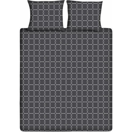 Ten Cate Katoenen Eenpersoons Dekbedovertrek 140x200/220 cm Graphic Antraciet