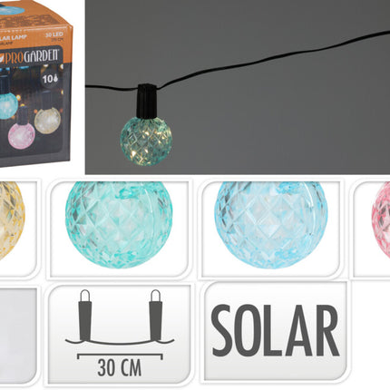 Pro Garden Gekleurde Solar Feestverlichting 10 Kristalachtige Lampen 2.7 Meter Lichtsnoer op Zonne-energie