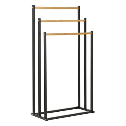 Bathroom Solutions Handdoekrek 45x23x85 cm Metaal/Bamboe/Zwart