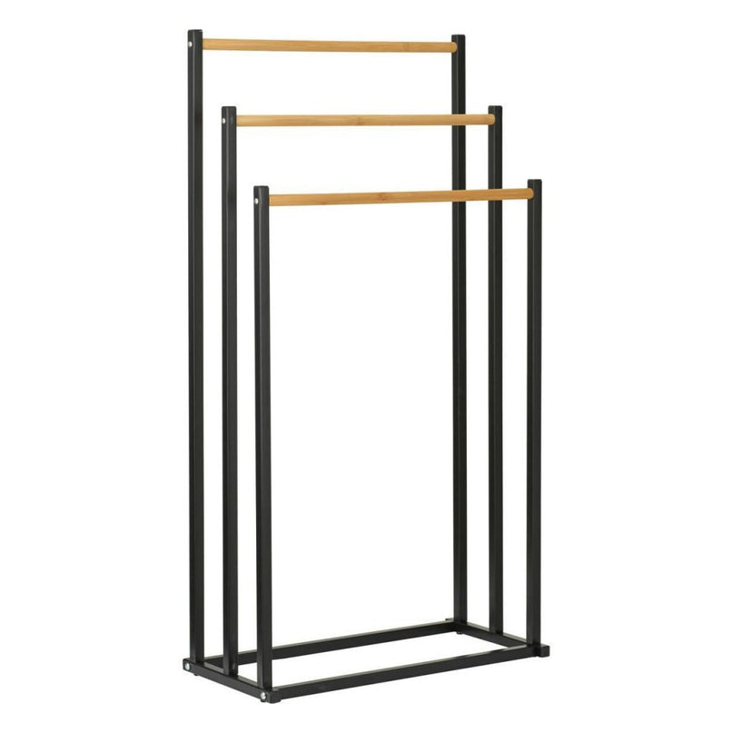 Bathroom Solutions Handdoekrek 45x23x85 cm Metaal/Bamboe/Zwart