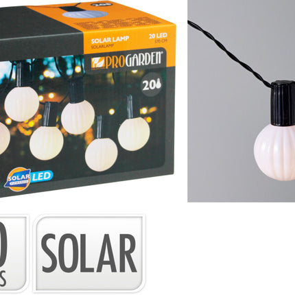 Pro Garden Solar LED Lichtslinger 20 Warm Witte Lampen 5,7 Meter Buitenverlichting op Zonne-energie
