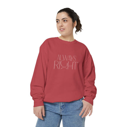 always-right-unisex-sweatshirt,-cozy-casual-wear,-gift-for-mom,-funny-sweatshirt,-relaxed-fit-pullover,-perfect-for-holidays-rood