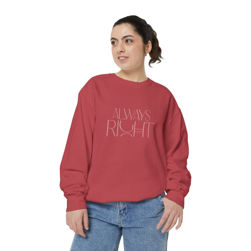 always-right-unisex-sweatshirt,-cozy-casual-wear,-gift-for-mom,-funny-sweatshirt,-relaxed-fit-pullover,-perfect-for-holidays-rood