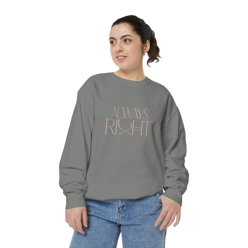 always-right-unisex-sweatshirt,-cozy-casual-wear,-gift-for-mom,-funny-sweatshirt,-relaxed-fit-pullover,-perfect-for-holidays-donkergrijs