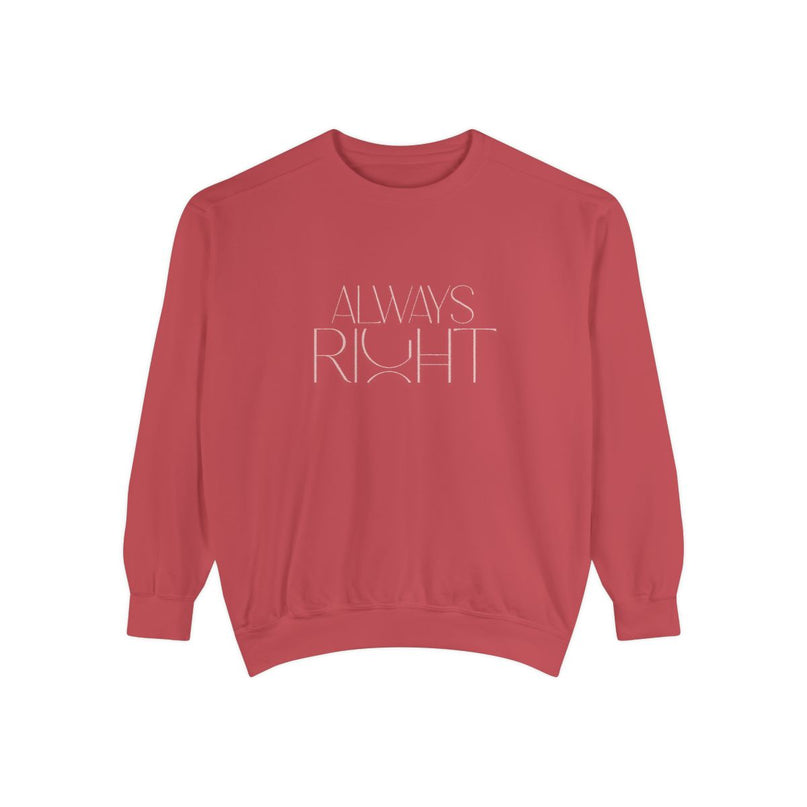 always-right-unisex-sweatshirt,-cozy-casual-wear,-gift-for-mom,-funny-sweatshirt,-relaxed-fit-pullover,-perfect-for-holidays-rood