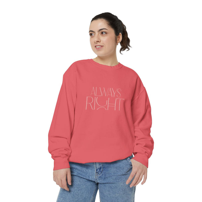 always-right-unisex-sweatshirt,-cozy-casual-wear,-gift-for-mom,-funny-sweatshirt,-relaxed-fit-pullover,-perfect-for-holidays-rood