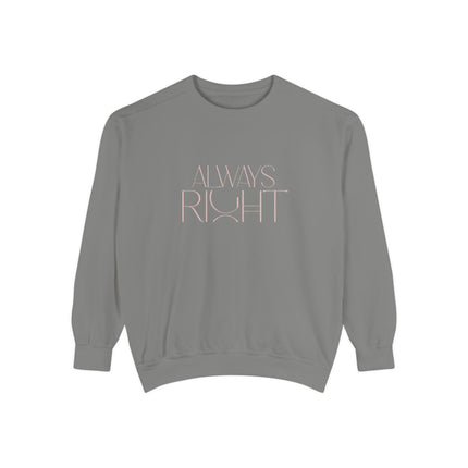 always-right-unisex-sweatshirt,-cozy-casual-wear,-gift-for-mom,-funny-sweatshirt,-relaxed-fit-pullover,-perfect-for-holidays-donkergrijs