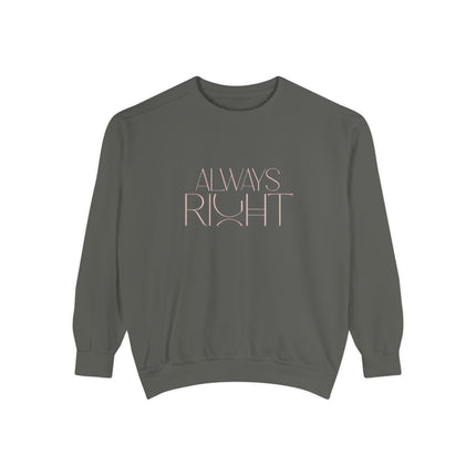 always-right-unisex-sweatshirt,-cozy-casual-wear,-gift-for-mom,-funny-sweatshirt,-relaxed-fit-pullover,-perfect-for-holidays-donkergrijs